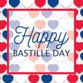 France hearts background of happy bastille day vector design Royalty Free Stock Photo