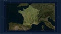 France highlighted - composition. Low-res satellite