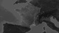 France highlighted. Grayscale