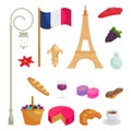 France icons set, cartoon style Royalty Free Stock Photo