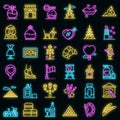 France icons set vector neon Royalty Free Stock Photo