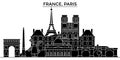 France, Ile De France, Paris architecture vector city skyline, travel cityscape with landmarks, buildings, isolated Royalty Free Stock Photo