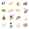 France isometric 3d icons