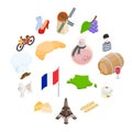 France isometric 3d icons Royalty Free Stock Photo