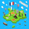 France Isometric Sightseeing Map For Tourists