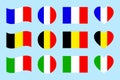 France, Italy,Belgium flags icons. vector illustration. Flat geometric shapes. French,Italian,Belgian flags set. European countrie Royalty Free Stock Photo