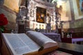 France. Jausiers. Open Bible in Saint Nicolas Church of Myre