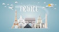 France Landmark Global Travel And Journey paper background. Vector Design Template.used for your