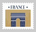 France landmarks and landscape postal mark stamp