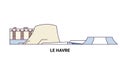 France, Le Havre travel landmark vector illustration