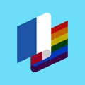 France LGBT Flag. French Symbol Of Tolerant. Gay Sign Rainbow