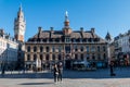 France, Lille, The belfry of the Lille Town Hall and the Old Stock Exchange