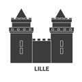 France, Lille travel landmark vector illustration