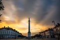 France, Loire Atlantique, Nantes, place Marechal Foch, statue of Louis XVI on a column at Sunset