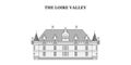 France, The Loire Valley Landmark city skyline isolated vector illustration, icons