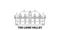 France, The Loire Valley Landmark line travel skyline set. France, The Loire Valley Landmark outline city vector