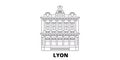 France, Lyon Landmark line travel skyline set. France, Lyon Landmark outline city vector illustration, symbol, travel