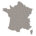 France map abstract schematic from black ones and zeros binary d