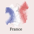 France 2024. Map of France on the background.