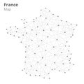 France map in blockchain technology network style.