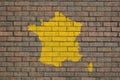 France map on brick wall