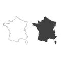 France map contour silhouette icon set. Vector isolated illustration Royalty Free Stock Photo