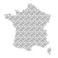 France map country abstract silhouette from industrial gears drive. Black repeating pattern. Vector illustration.