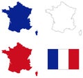 France map and flag - country in western Europe Royalty Free Stock Photo