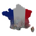 France Map flag with Euros Royalty Free Stock Photo