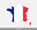 France Map Flag. Map of France with the French national flag isolated on white background. Vector Illustration Royalty Free Stock Photo