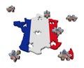 France Map flag jigsaw with euros