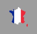 France map, flag on white background. Vector illustration. Royalty Free Stock Photo