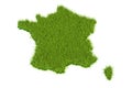 France map from green grass, 3D rendering Royalty Free Stock Photo