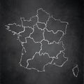 France map separate region names individual card blackboard chalkboard blank