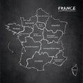 France map separate region names individual card blackboard chalkboard