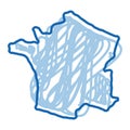 france on map doodle icon hand drawn illustration