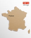 France map vector. French maps craft paper texture. Empty template information creative design element