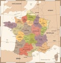 France Map - Vintage Vector Illustration Royalty Free Stock Photo