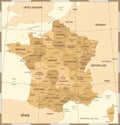 France Map - Vintage Vector Illustration Royalty Free Stock Photo