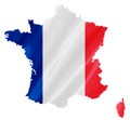 France Map with Flag Royalty Free Stock Photo