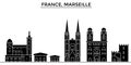 France, Marseille architecture vector city skyline, travel cityscape with landmarks, buildings, isolated sights on