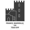 France, Marseille, Chteau D'if travel landmark vector illustration Royalty Free Stock Photo