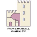 France, Marseille, Chteau D'if travel landmark vector illustration Royalty Free Stock Photo