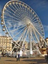 France, Marseille - November 19, 2018: Tradishional Christmas market with ferris wheel in Old port Vieux-Port