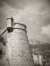 France Monaco Monte Carlo old castle detail fortress black and white