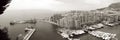 France Monaco panoramic view over port black and white