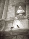 France Monaco two pigeons near statue black and white