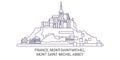 France, Montsaintmichel, Mont Saint Michel Abbey travel landmark vector illustration Royalty Free Stock Photo