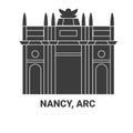 France Nancy, Arc travel landmark vector illustration