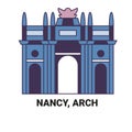 France Nancy, Arc travel landmark vector illustration